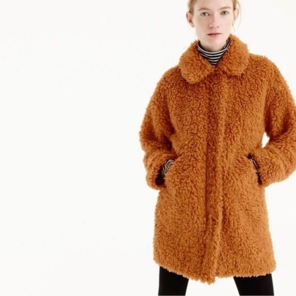 NWOT! J.Crew The Textured Teddy Coat - Caramel (Tan) | Size XXS - Picture 2 of 12